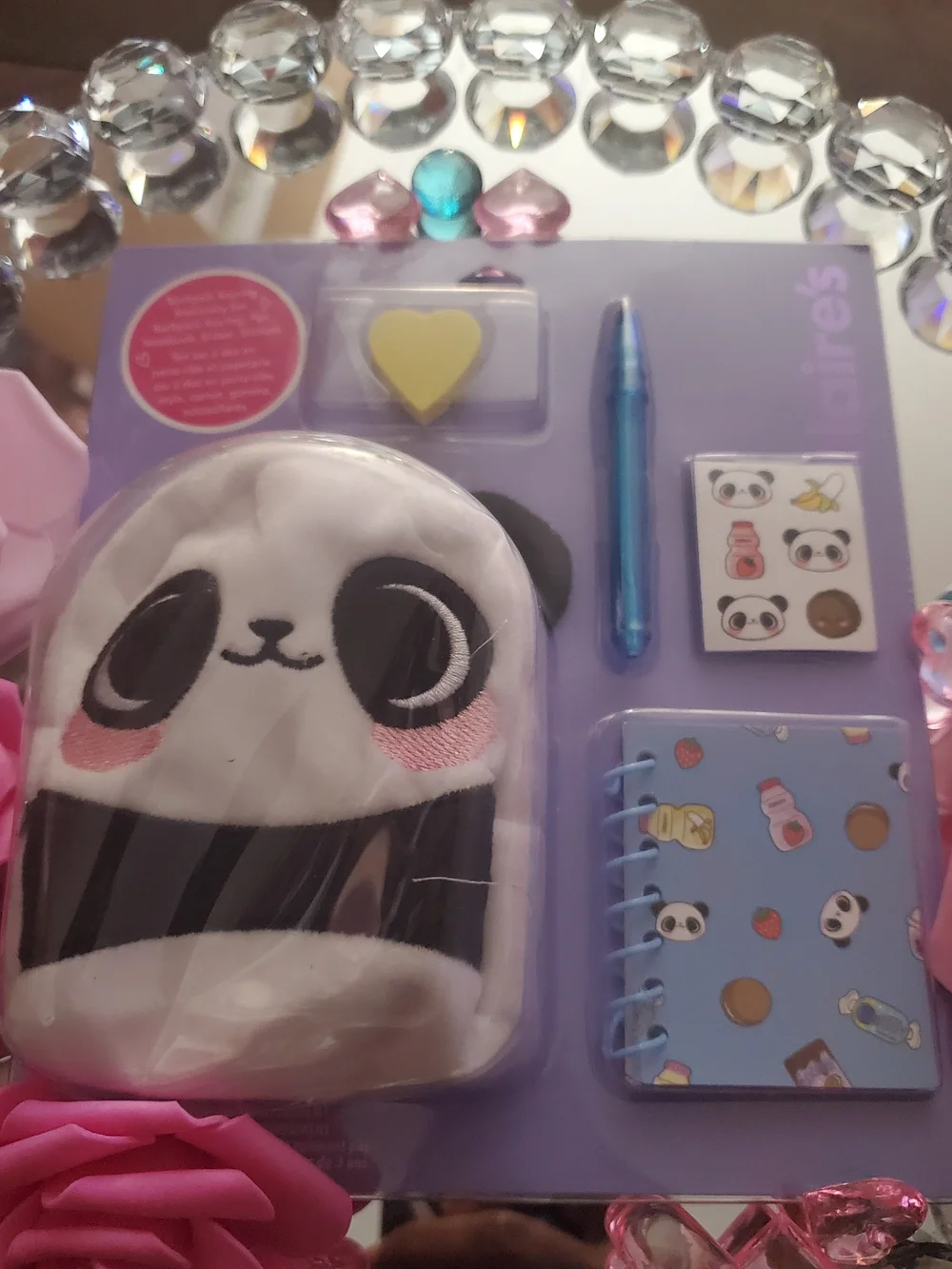 Claire's Pink and White Panda Mini Backpack Stationery Set
